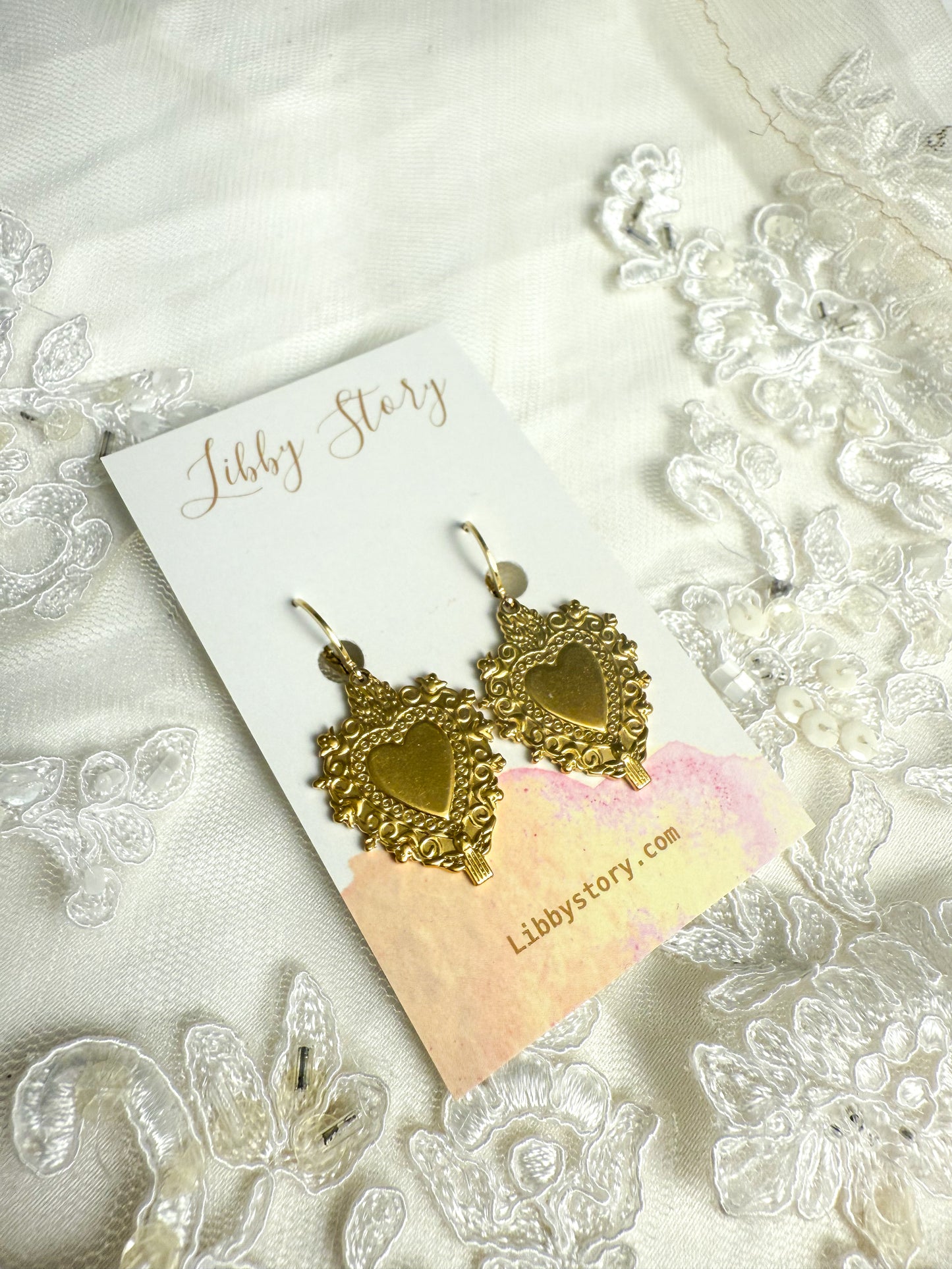 Heart Shield Huggie Earrings