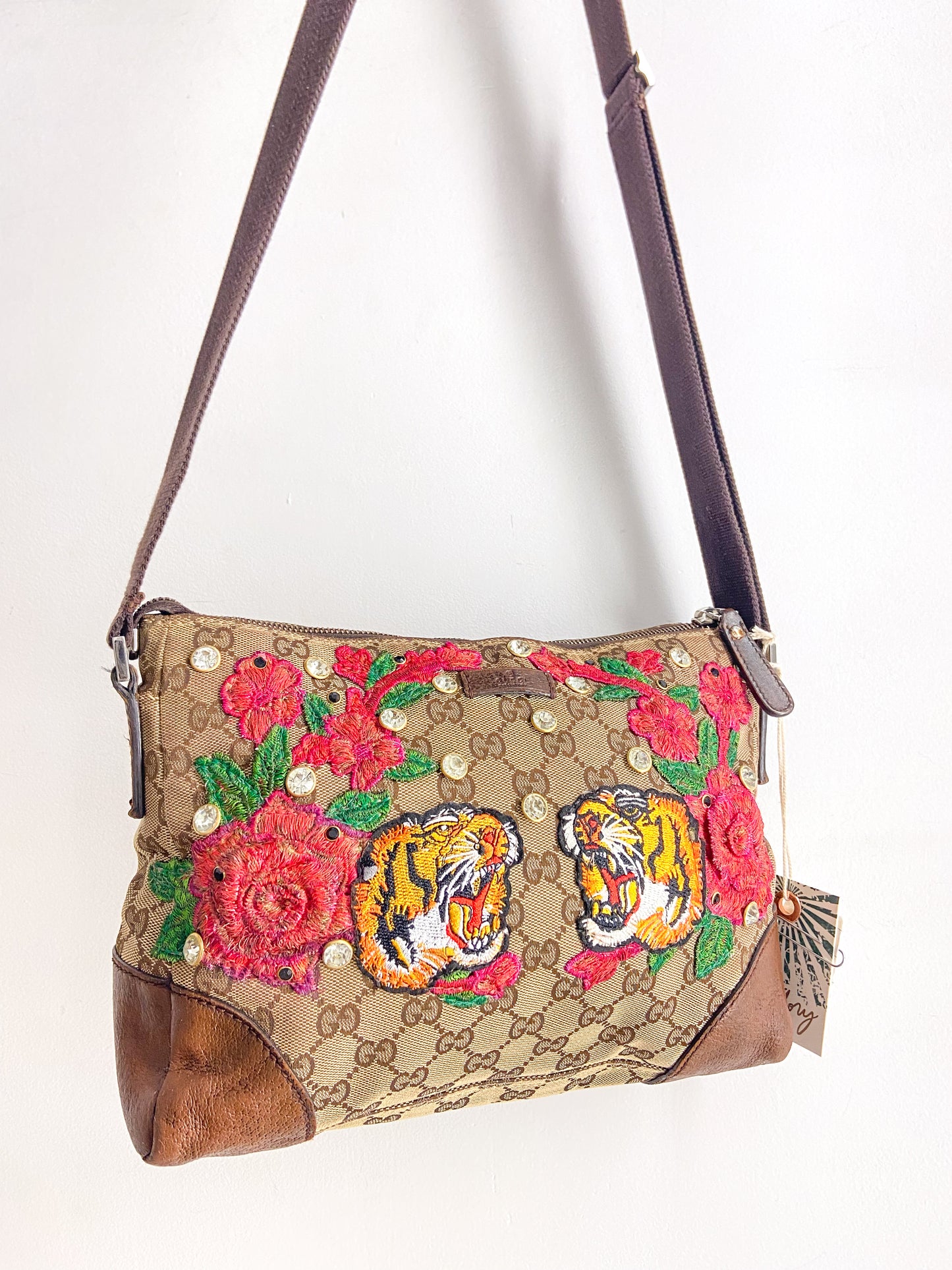 OOAK Vintage Gucci Fighting Tigers Adjustable Strap Purse
