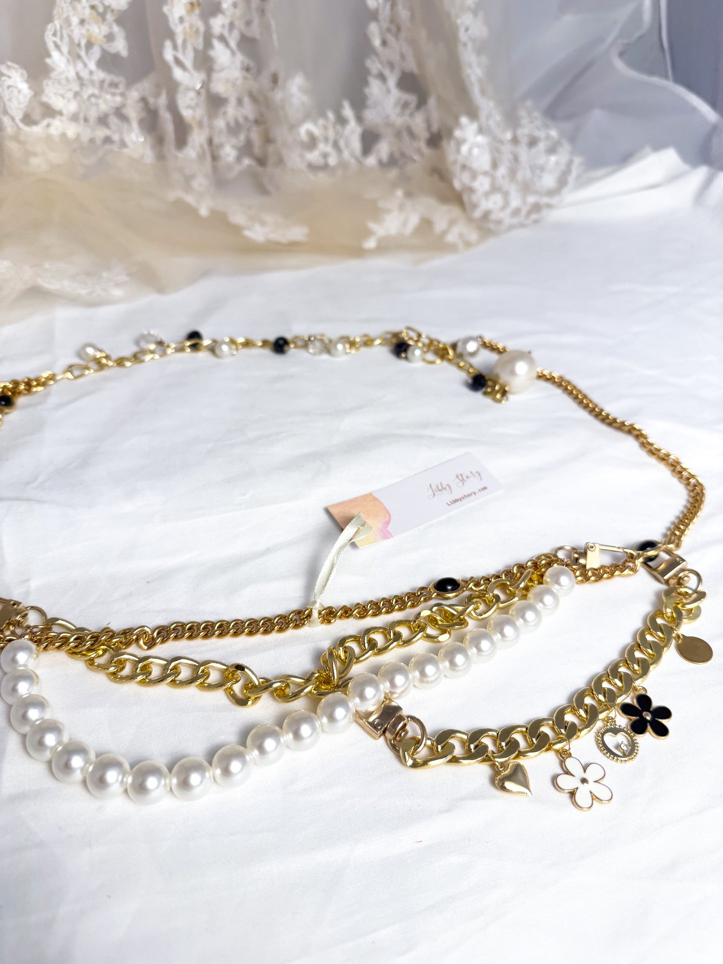 OOAK Clip on Pearl Waist Chain