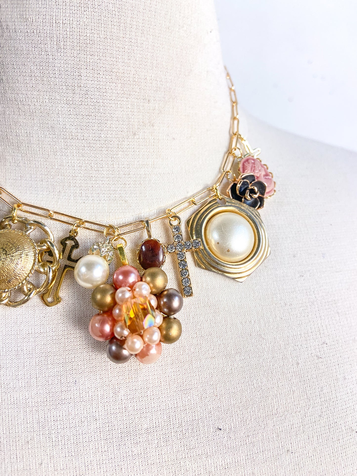 OOAK Vintage Earring Charm Necklace