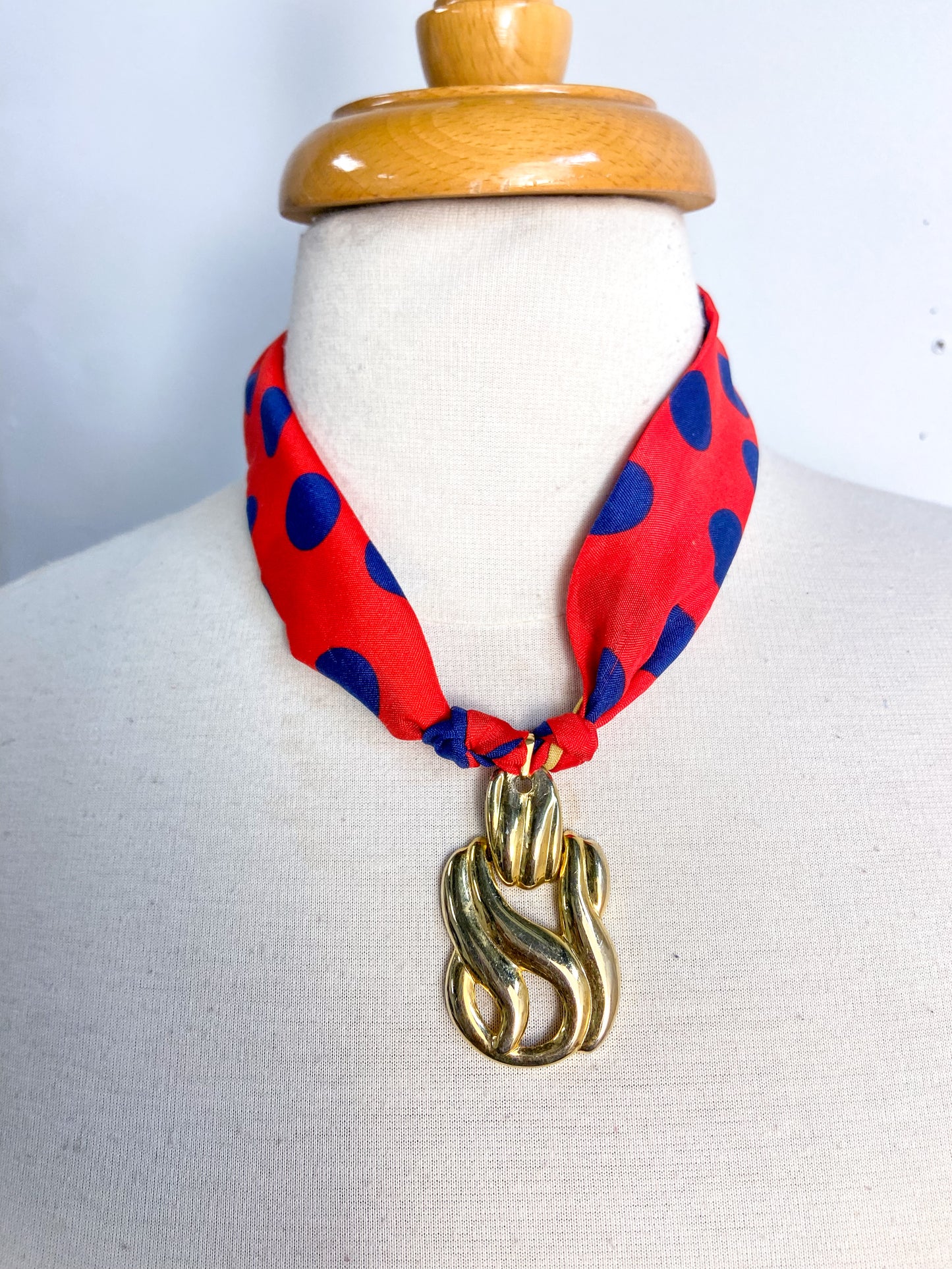 OOAK Polka Dot Bandana Vintage Earring Necklace