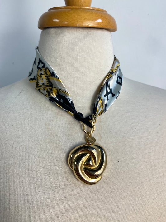 OOAK Vintage Pendant Toggle Scarf Necklace