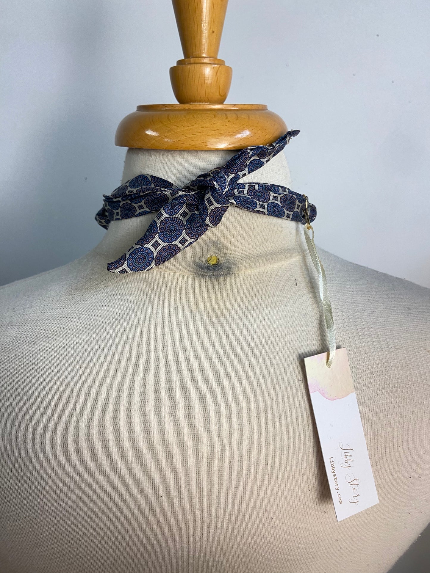 OOAK Vintage Silk Tie & Cross Scarf Necklace