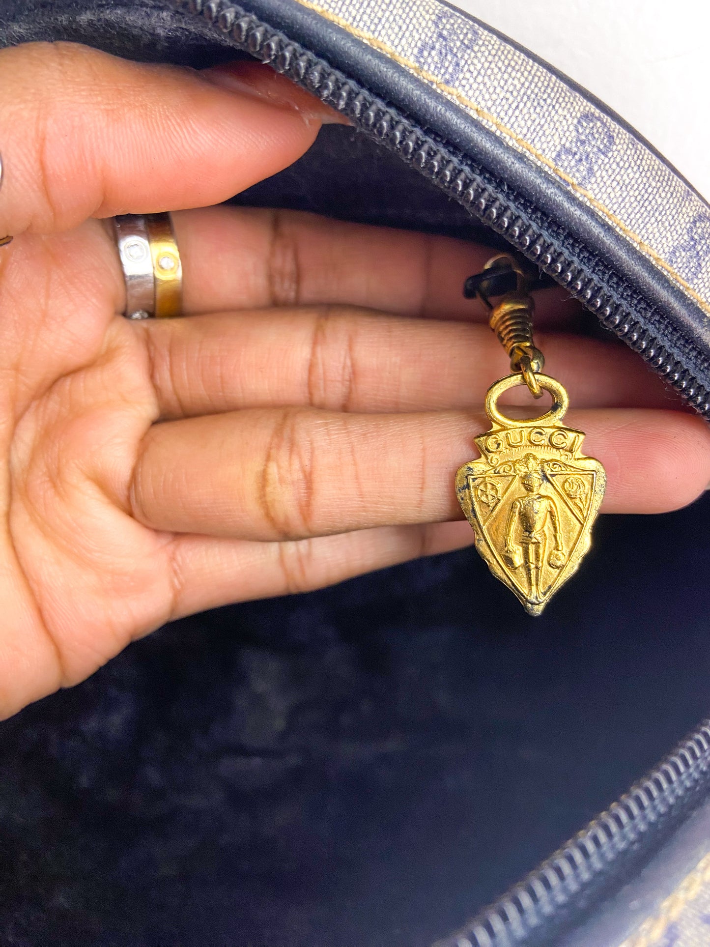 OOAK Vintage Gucci Navy Small Purse with Bag Charm