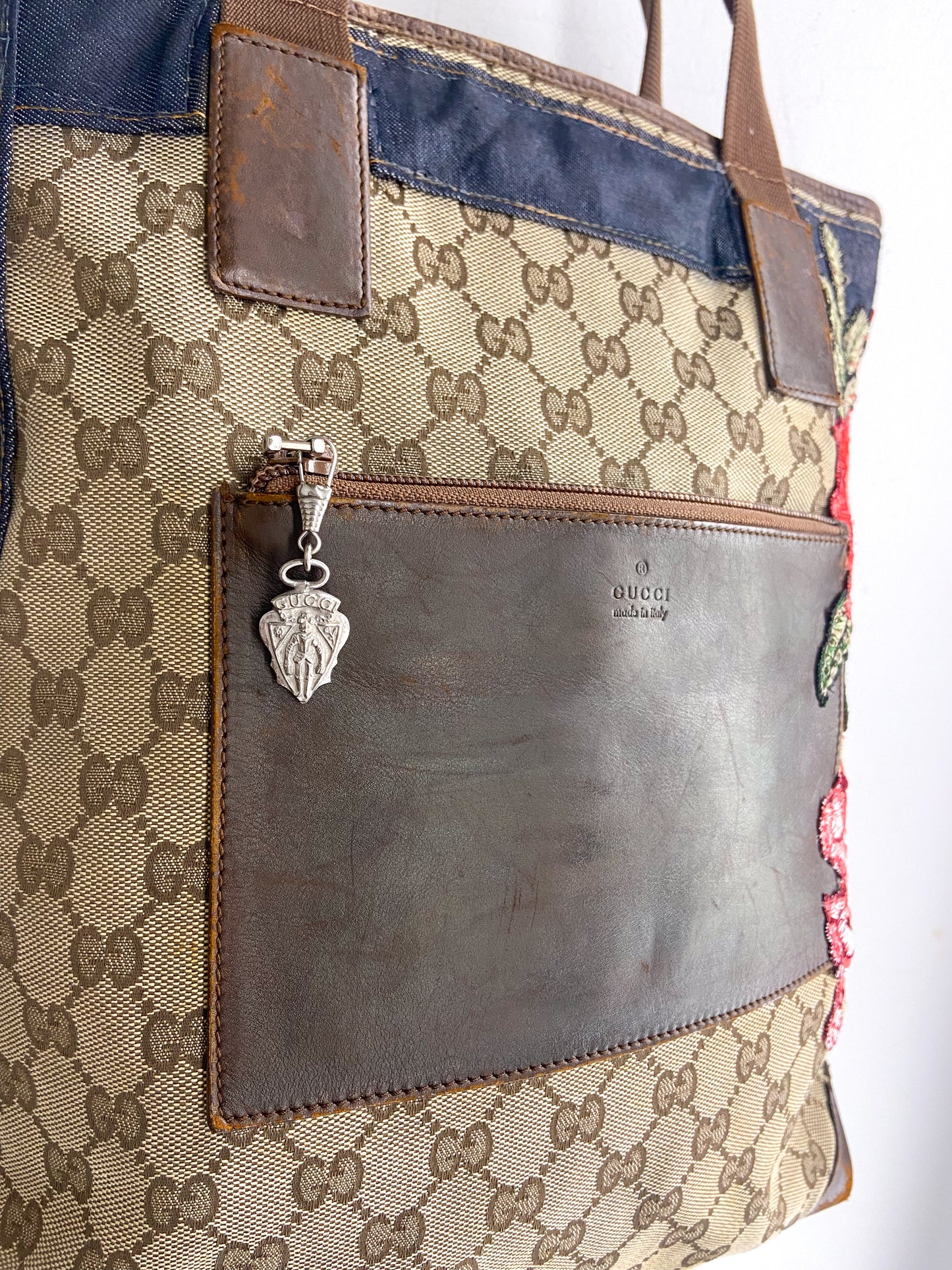 OOAK Vintage Flower Embellished Gucci Shoulder Bag