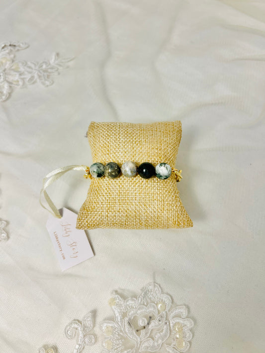 Semi Precious stones and Gold Chain Bracelet