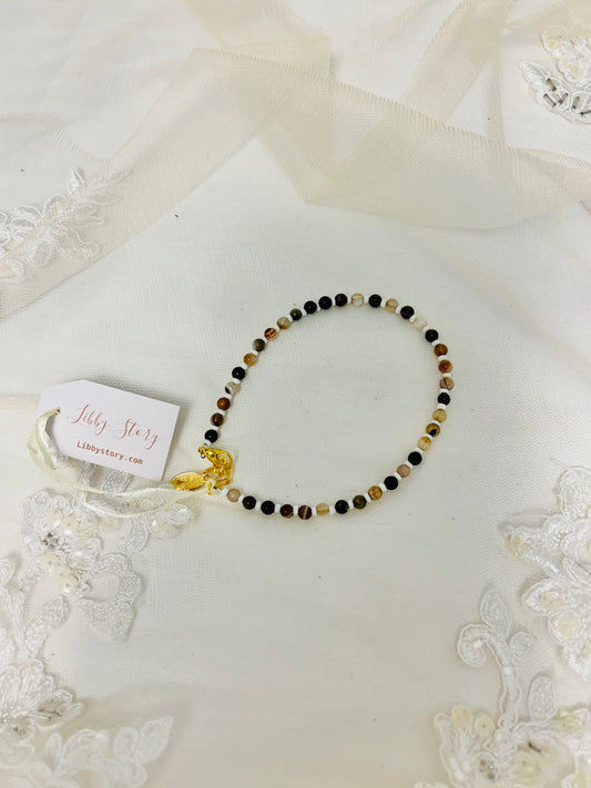 Semi Precious/White Beaded Anklet