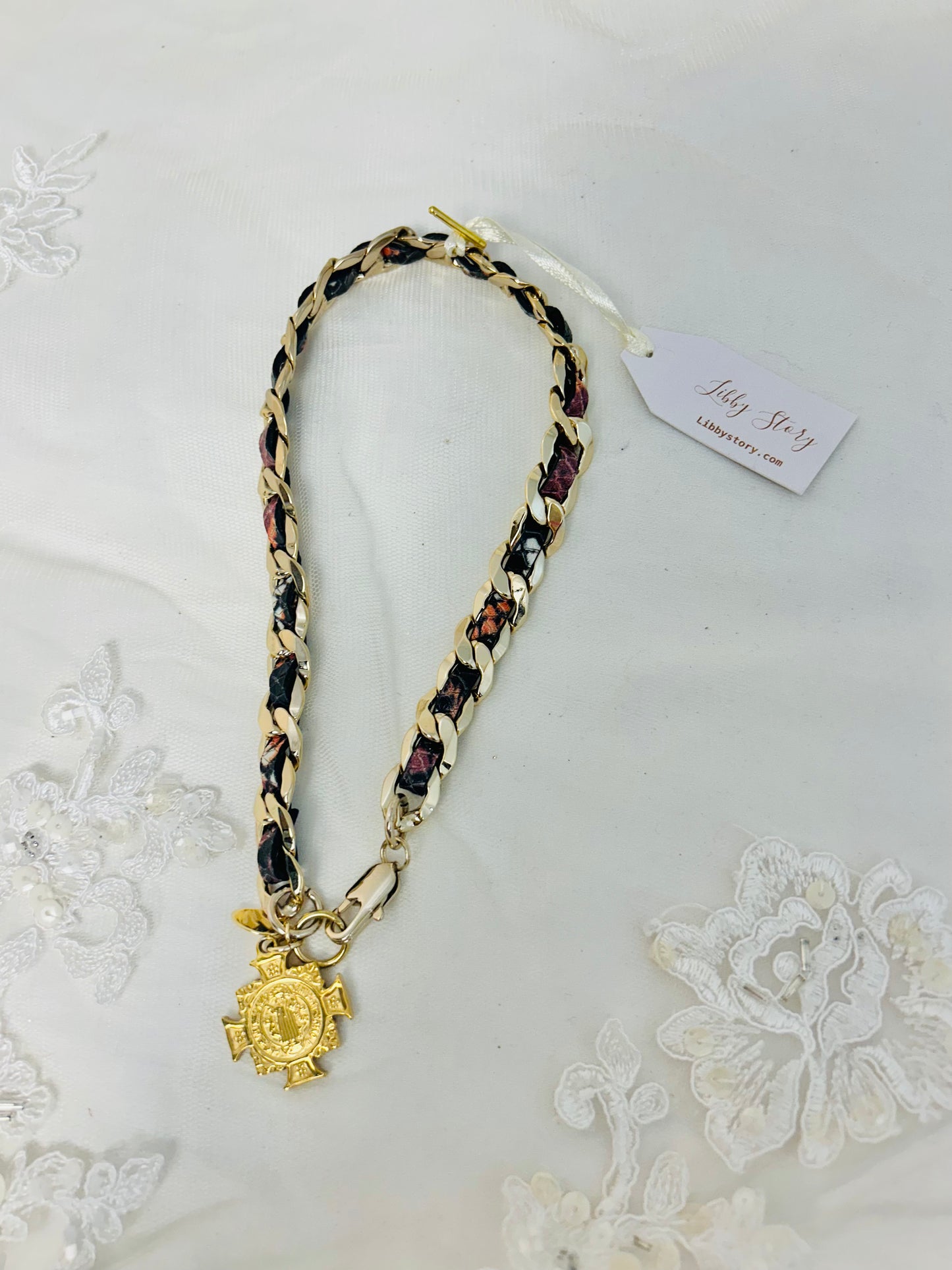 OOAK Leather and Chain Necklace or Wrap Bracelet