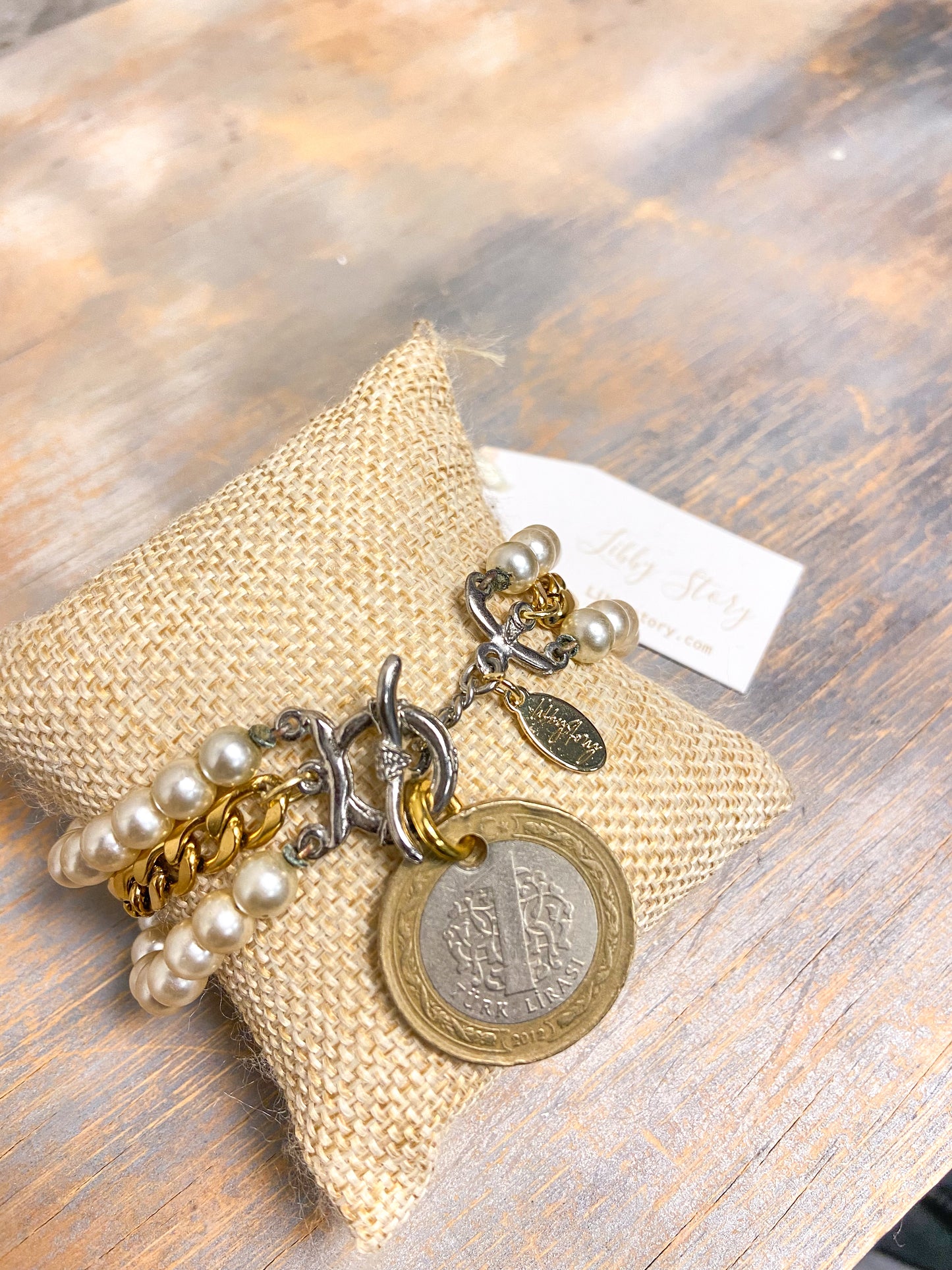 OOAK Pearl/Coin Bracelet