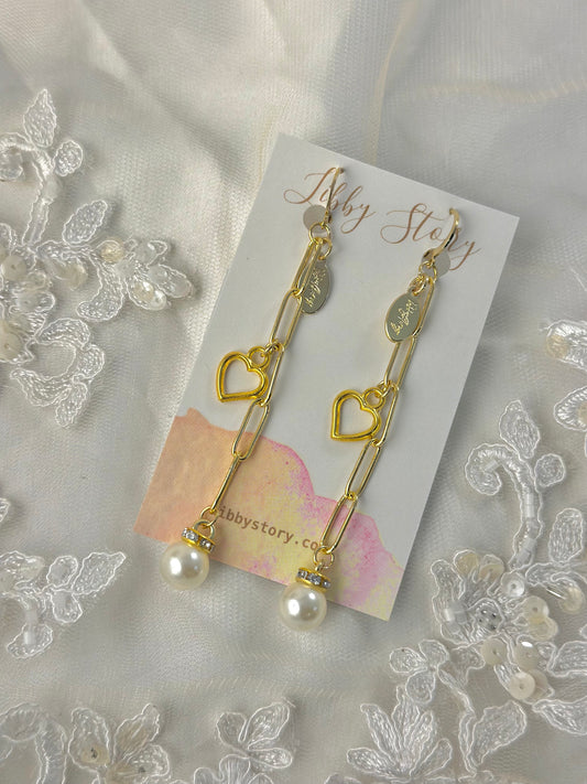 Handmade Long Chain Pearl Dangle Earrings
