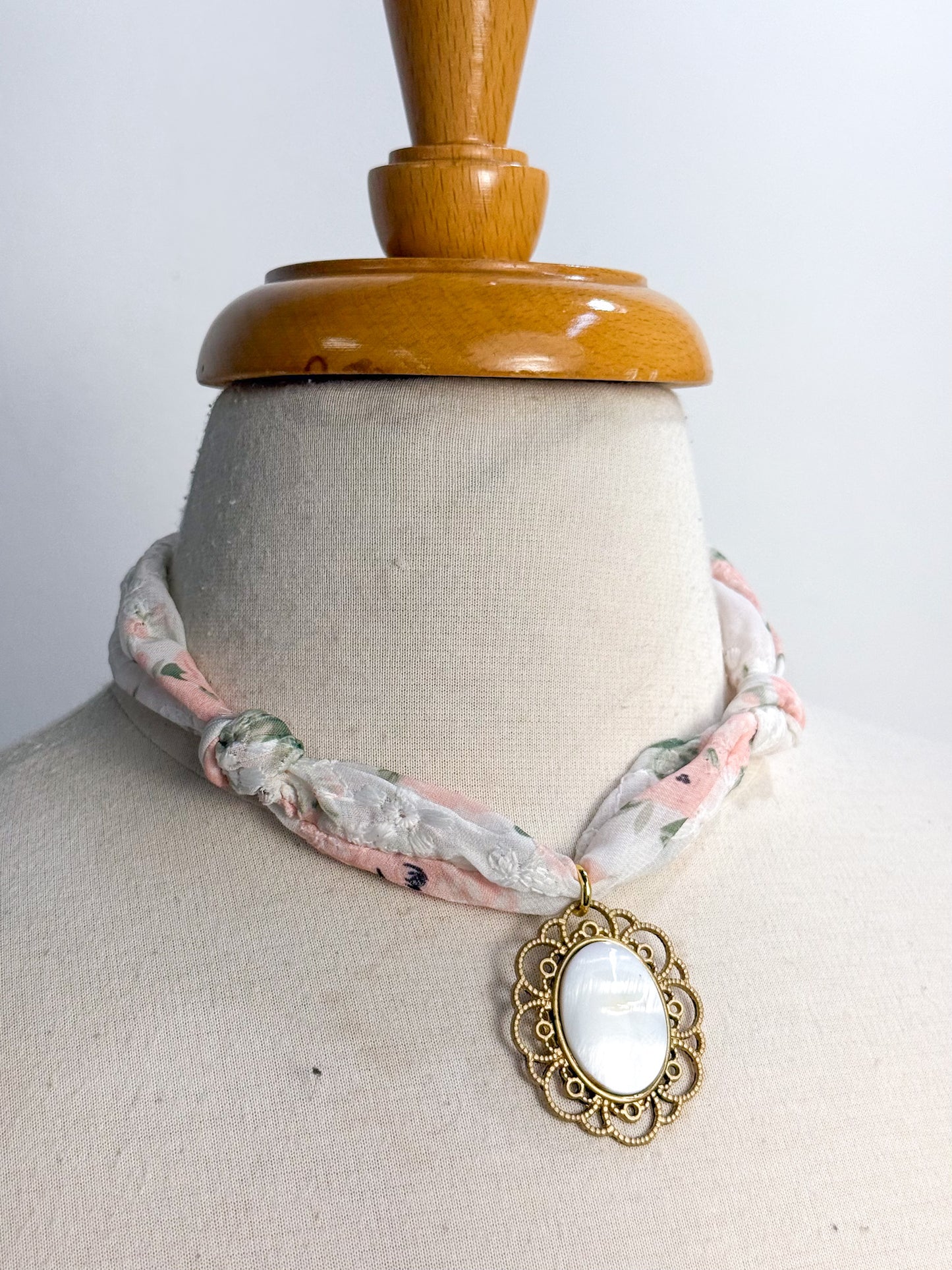 OOAK Shell Cameo Scarf Necklace