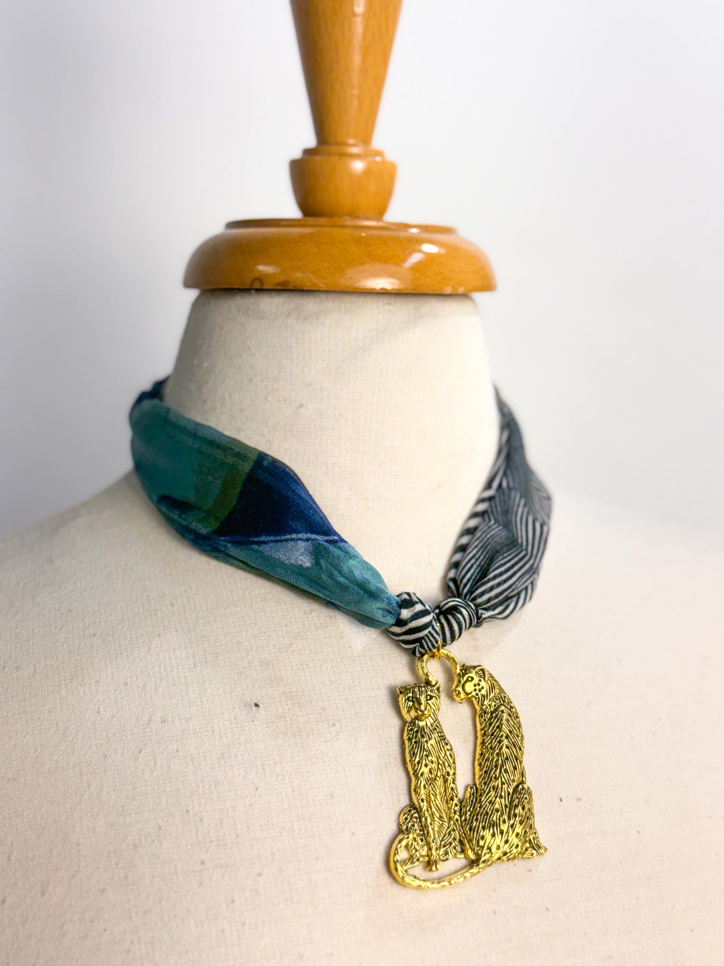 OOAK Geo-Leopard Scarf Necklace