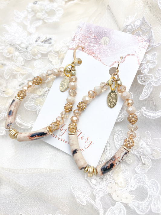 Leopard & Sparkle Long Oval Earrings