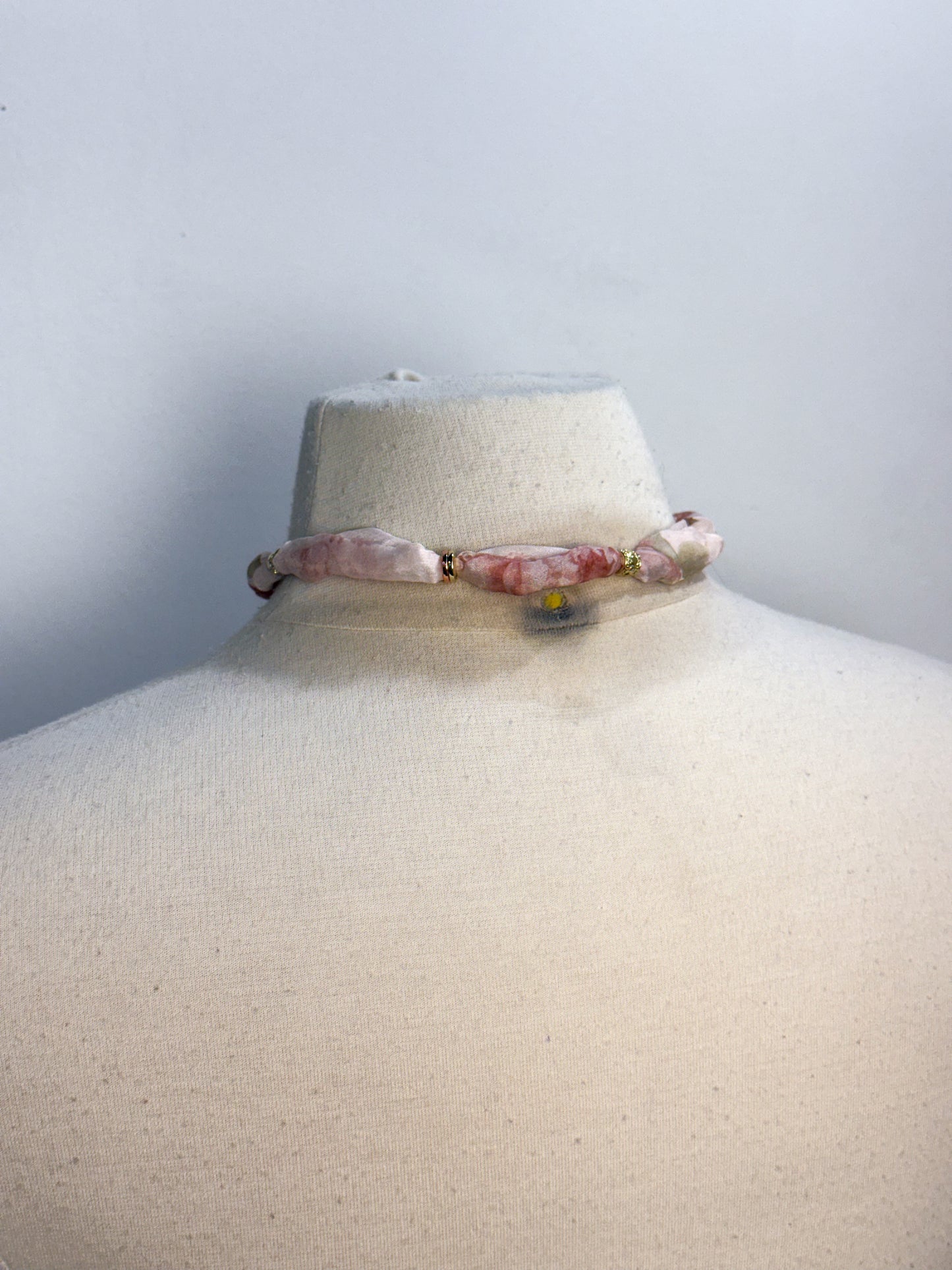 Handmade Chiffon & Pearl Lariat Necklace