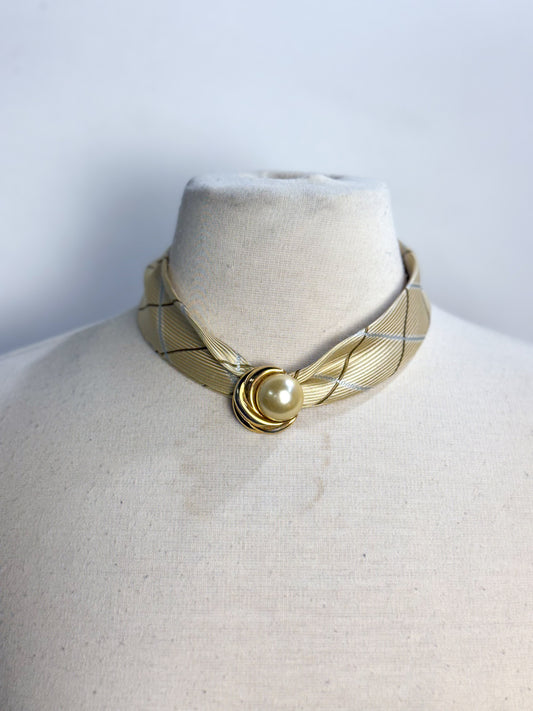 OOAK Silk Tie & Clip On Pearl Pendant Necklace or Bracelet