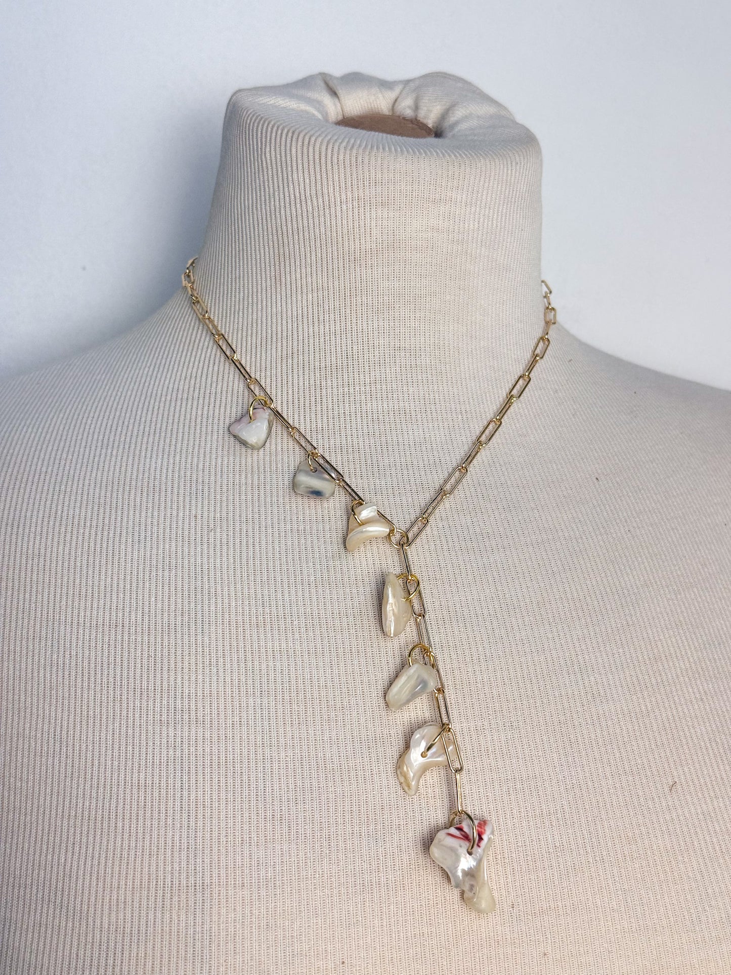 OOAK Vintage Shell Lariat Necklace
