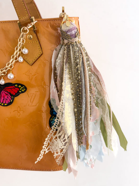 OOAK Vintage Chains & Fabric Bag Chain