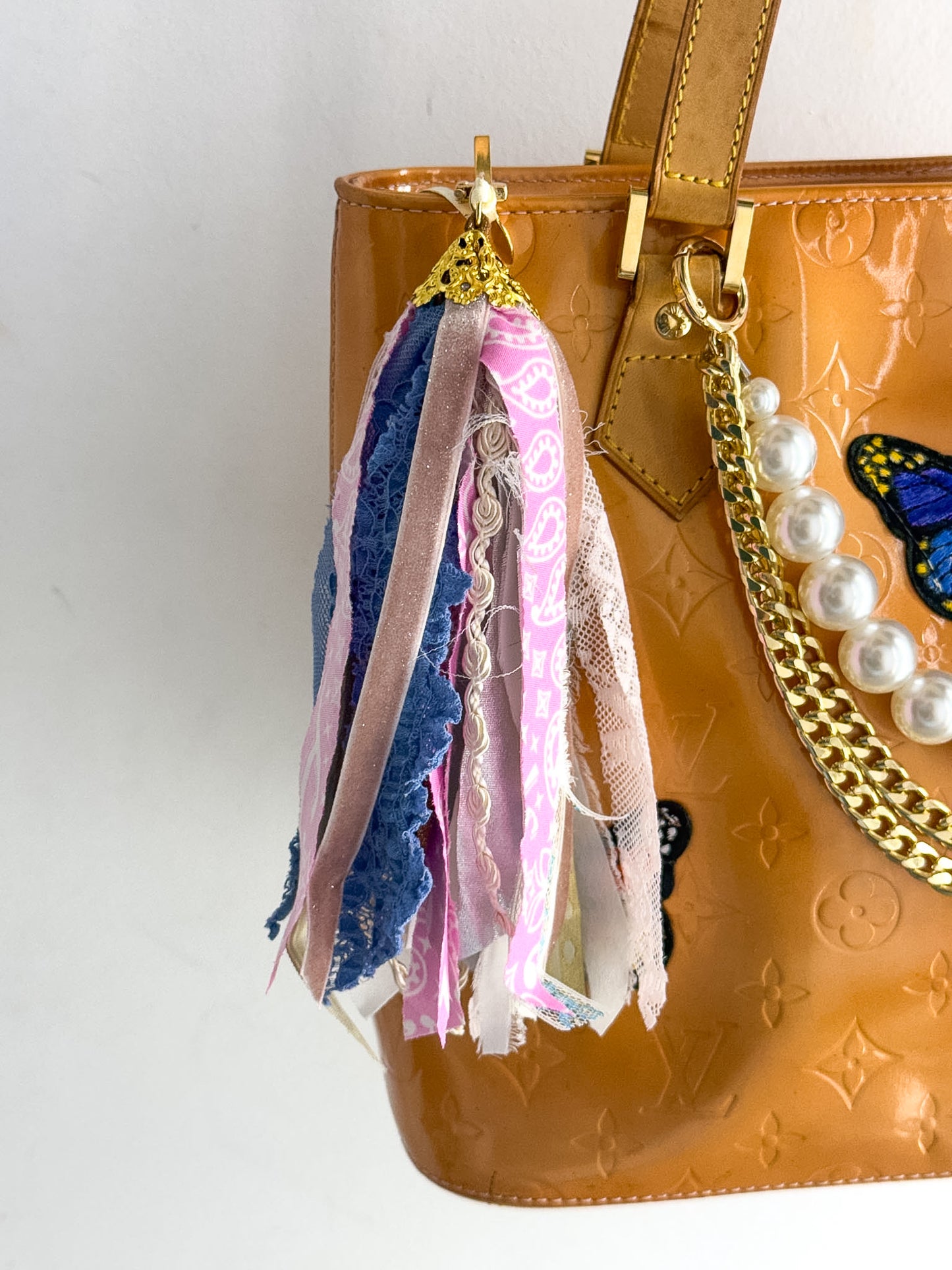 OOAK Medium Filigree Top Fabric Purse Charm