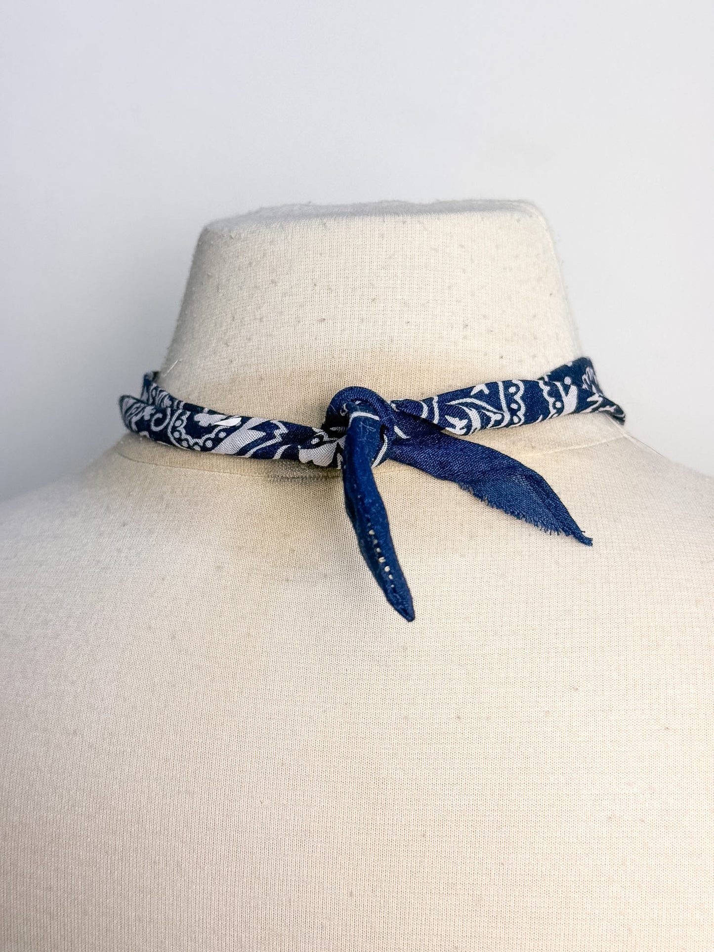 Handmade Bandana & Pearl Drop Scarf Necklace