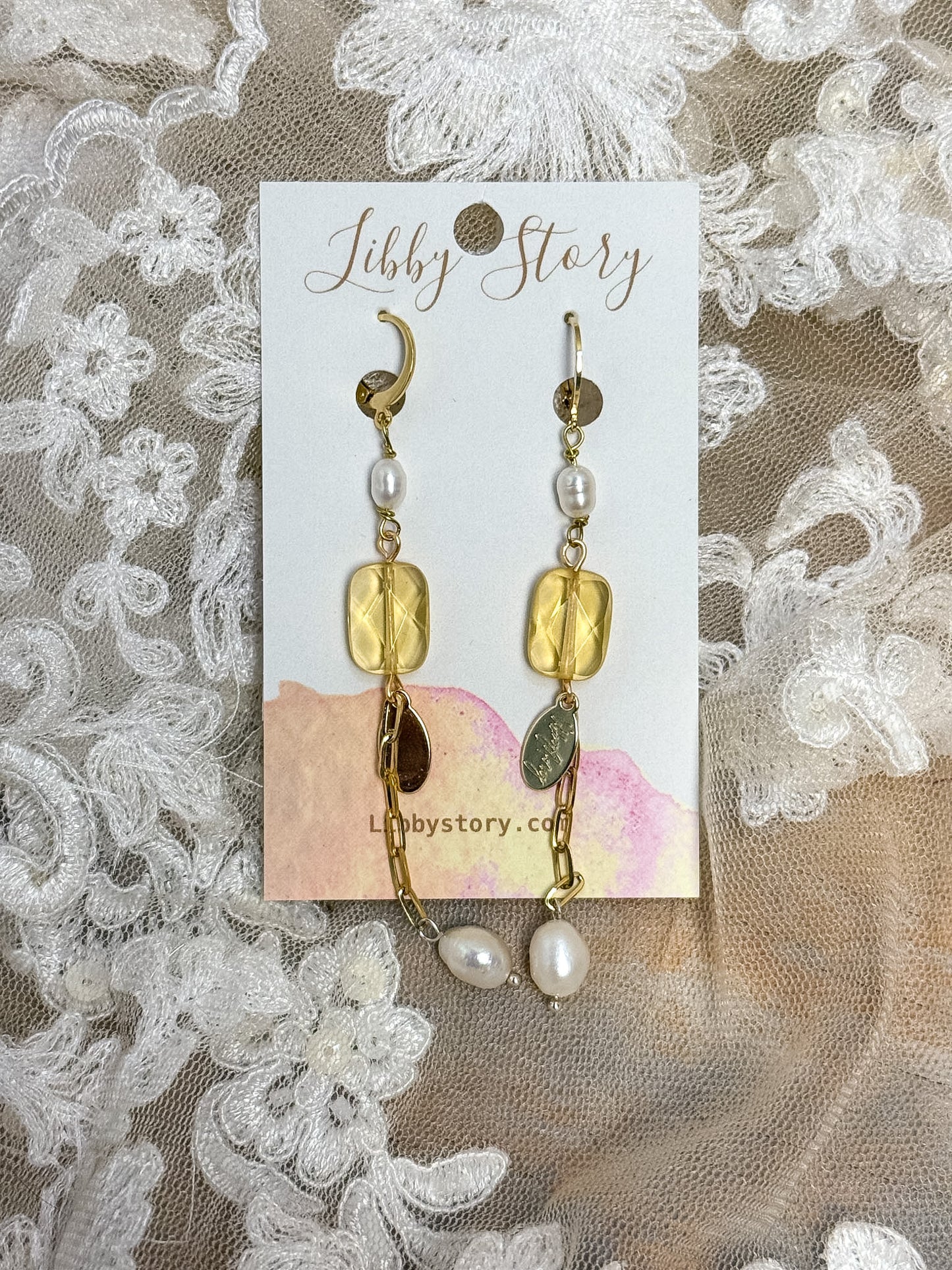 Handmade Pearl & Citrine Earrings