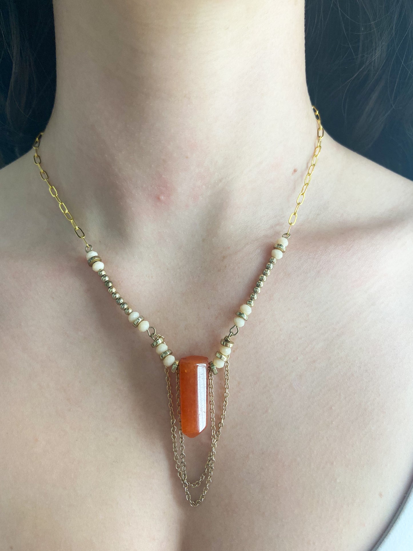 OOAK Semi Precious Gemstone Daggar Necklace