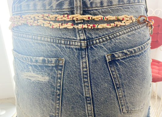 OOAK Vintage Star and Wooden Bead Waist Chain