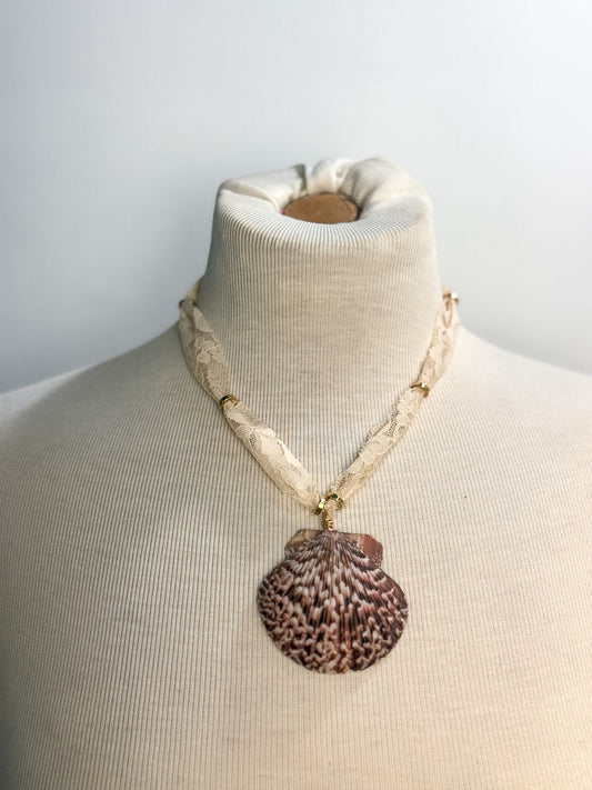 OOAK Vintage Lace Shell Necklace