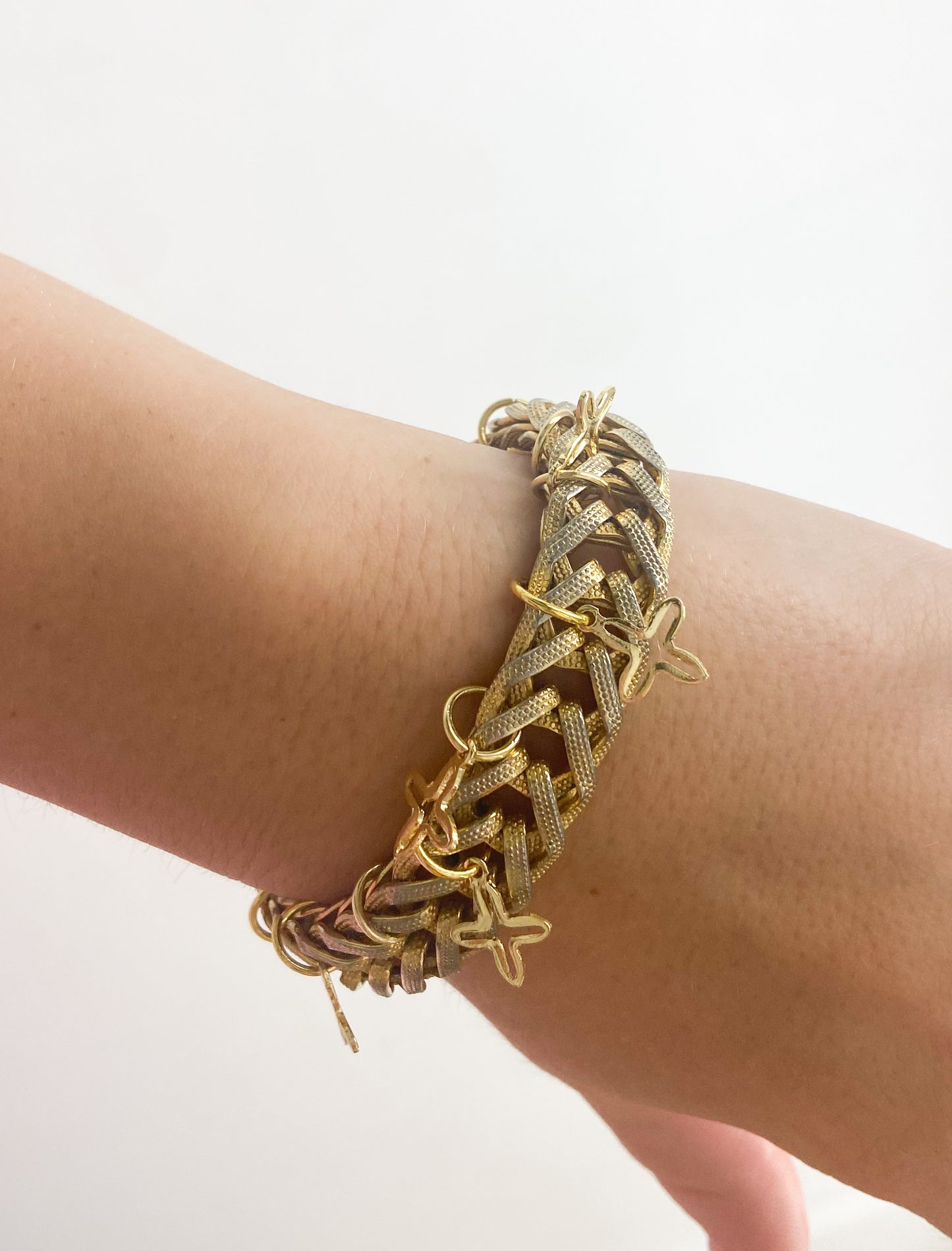 OOAK Cross Chain Charm Braided Bracelet