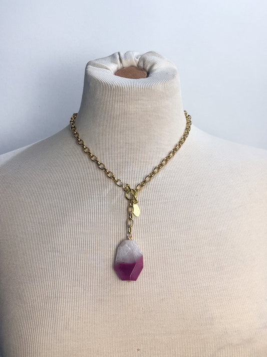 Handmade Single Agate Stone Lariat Necklace