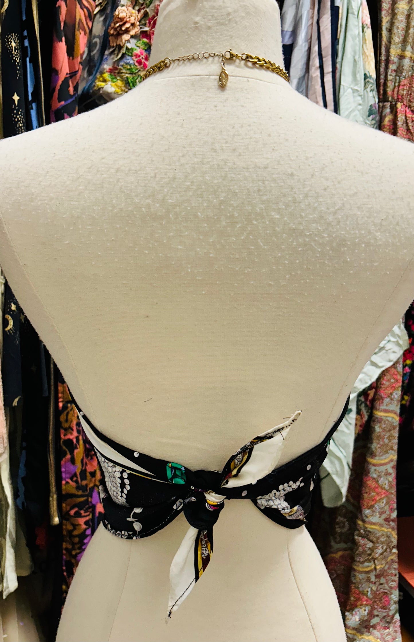 OOAK VIntage Signed Nicole Miller Halter Scarf Top