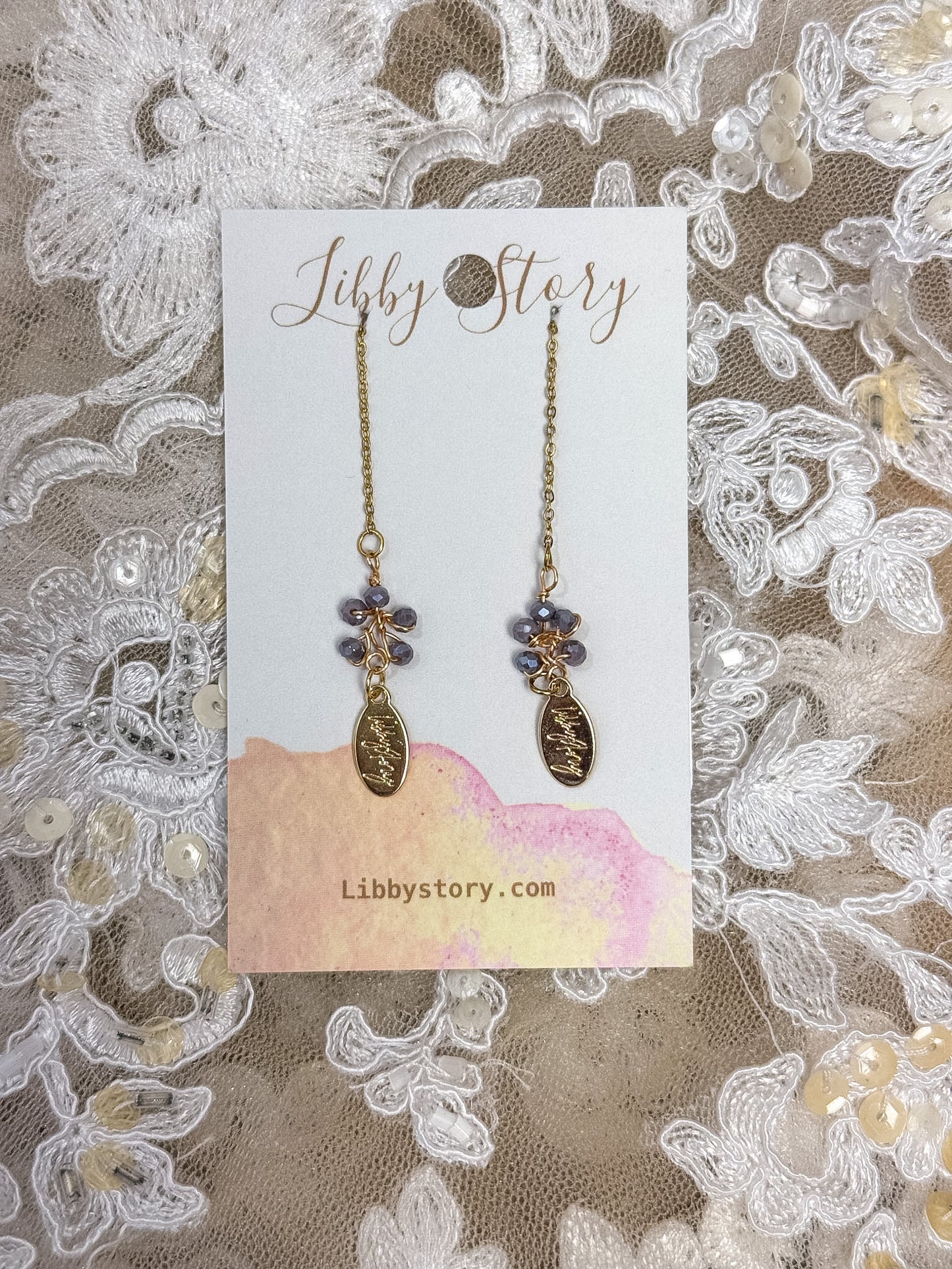 Handmade Faceted Glass Mini Cluster Threader Earrings