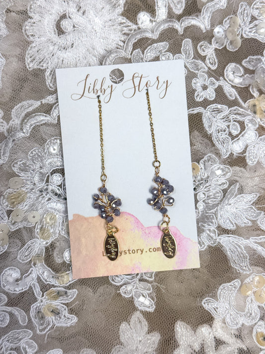Handmade Faceted Glass Cluster Threader Earrings