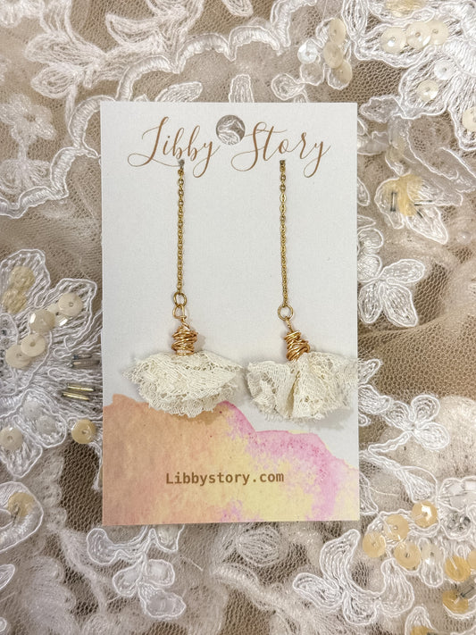 Handmade Vintage Lace Flower Ear Threaders