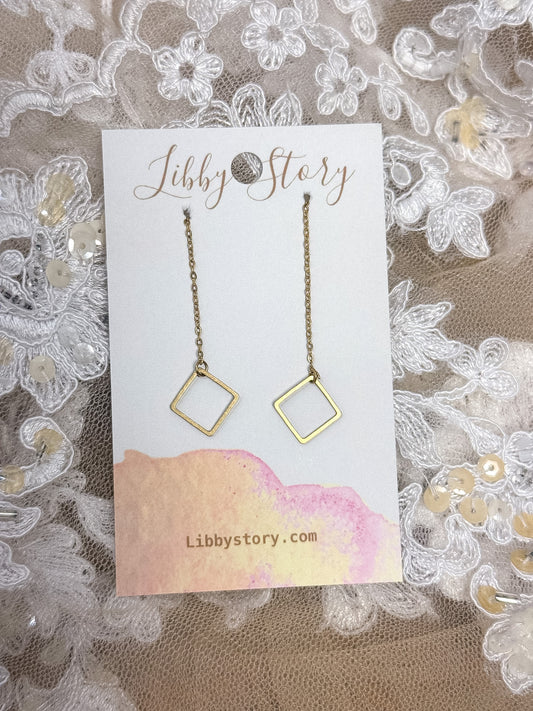 Handmade Diamond Shape Threader Earrings