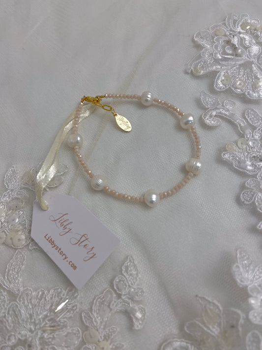 OOAK Freshwater Pearl and Faceted Glass Bracelet