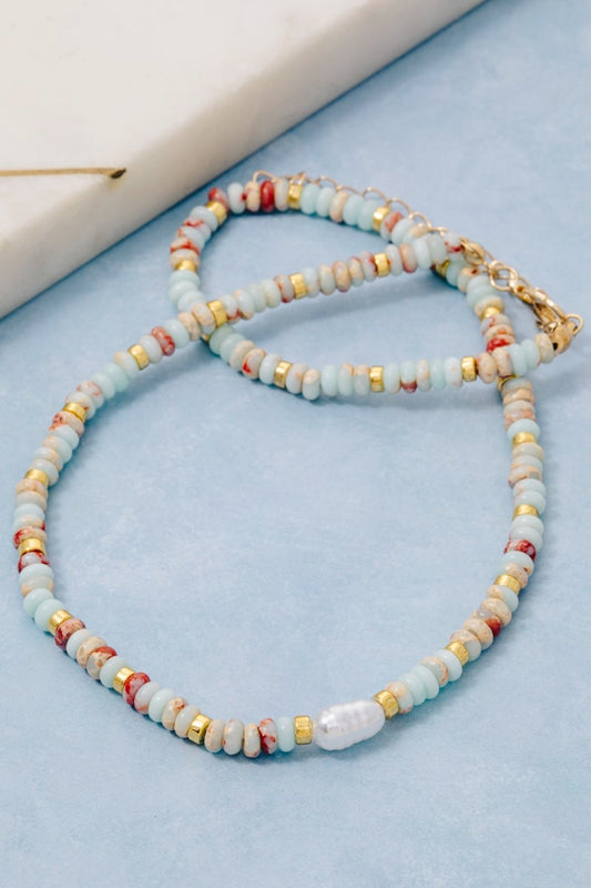 Earth Tones and Metallic Beaded Necklace