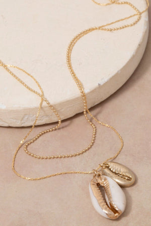 Double Puka Shell Pendants Layered Necklace NN10203