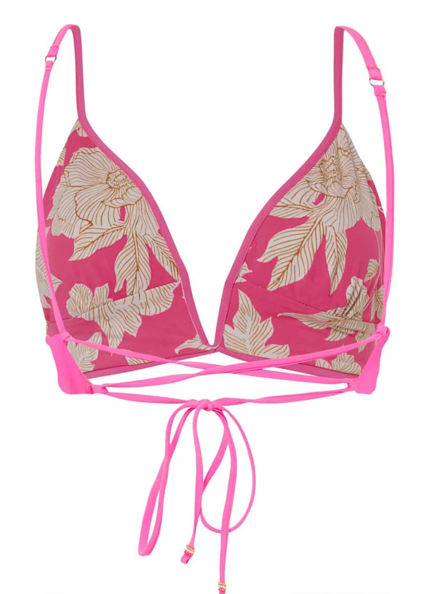 Maaji Radiant Pink Parade Long Line Triangle Bikini Top