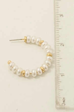 Pearl Beaded Hoop Earrings