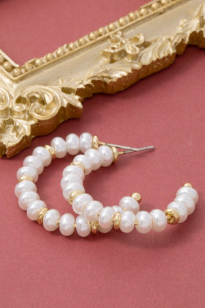 Pearl Beaded Hoop Earrings