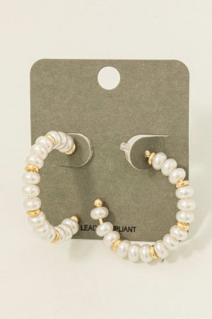 Pearl Beaded Hoop Earrings