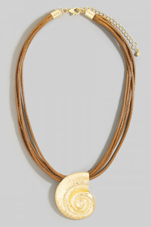 Sealife Shell Pendant Multi Cord Necklace