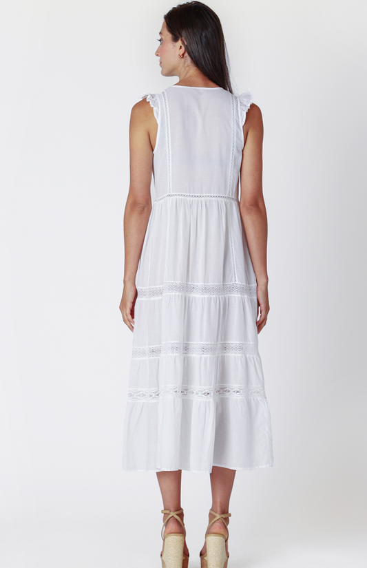 Dex Lace Insert Tiered Maxi Dress