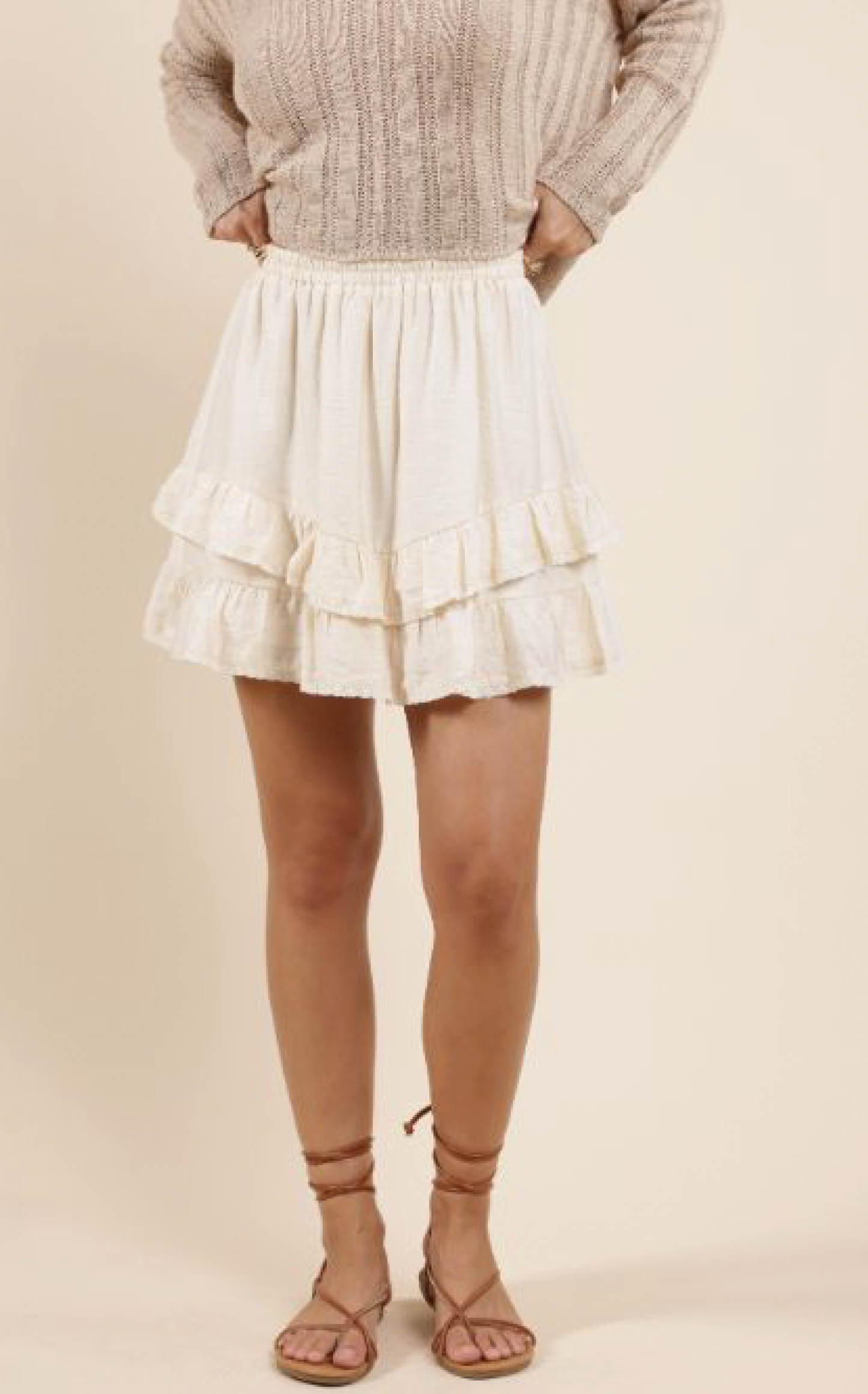 Sage The Label Positivity Ruffle Hem Mini Skirt