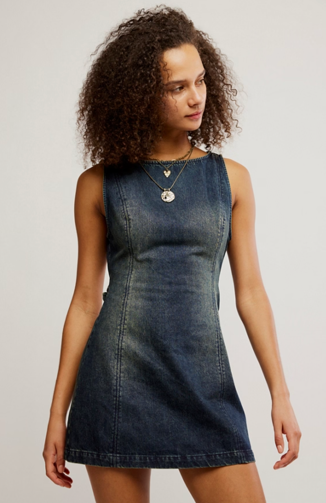 Free People Atlas Denim Mini Dress - Vintage Indigo / Medium Free People Atlas Denim Mini Dress - Vintage Indigo / Medium