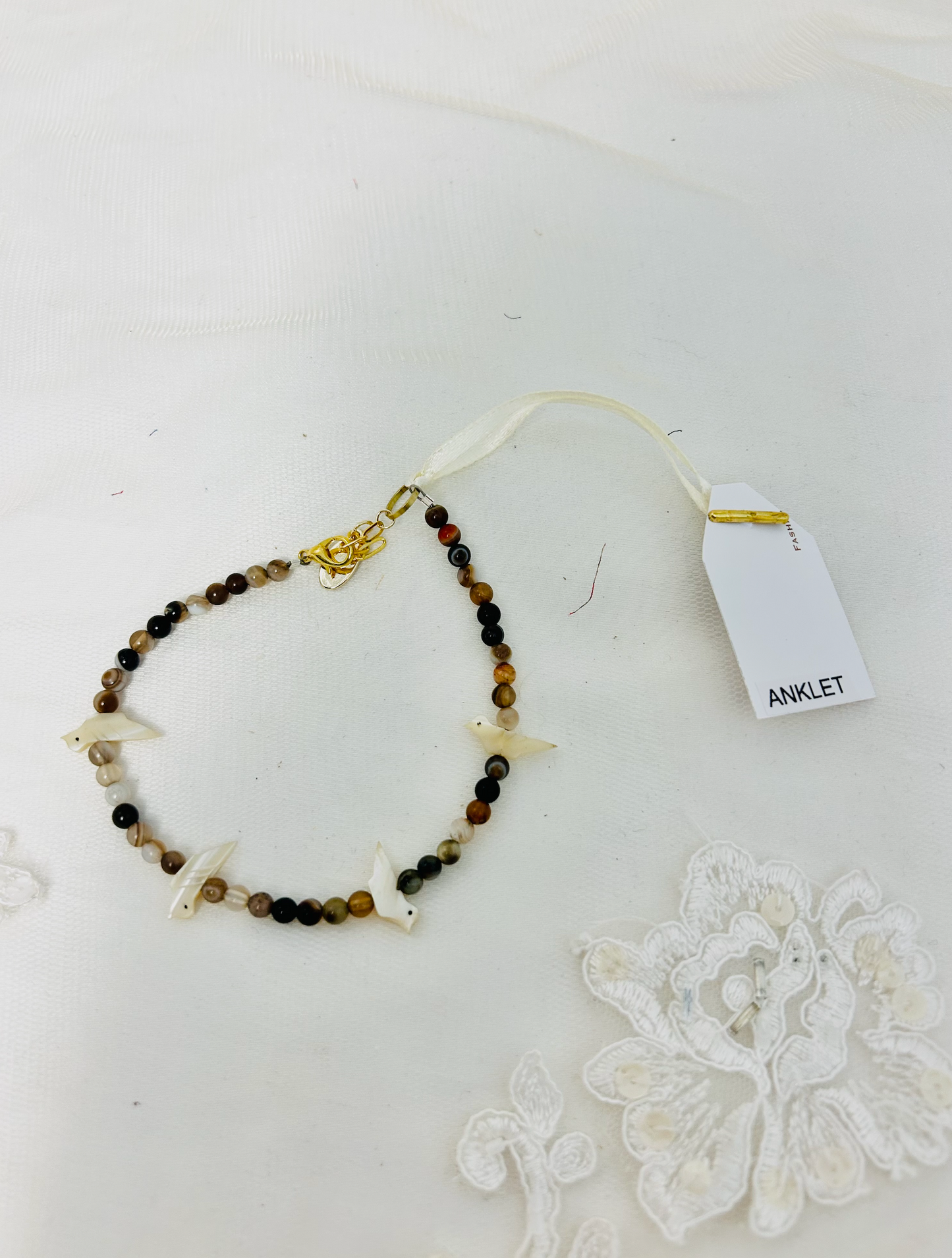 OOAK Birdy Anklet with Semi Precious Stones