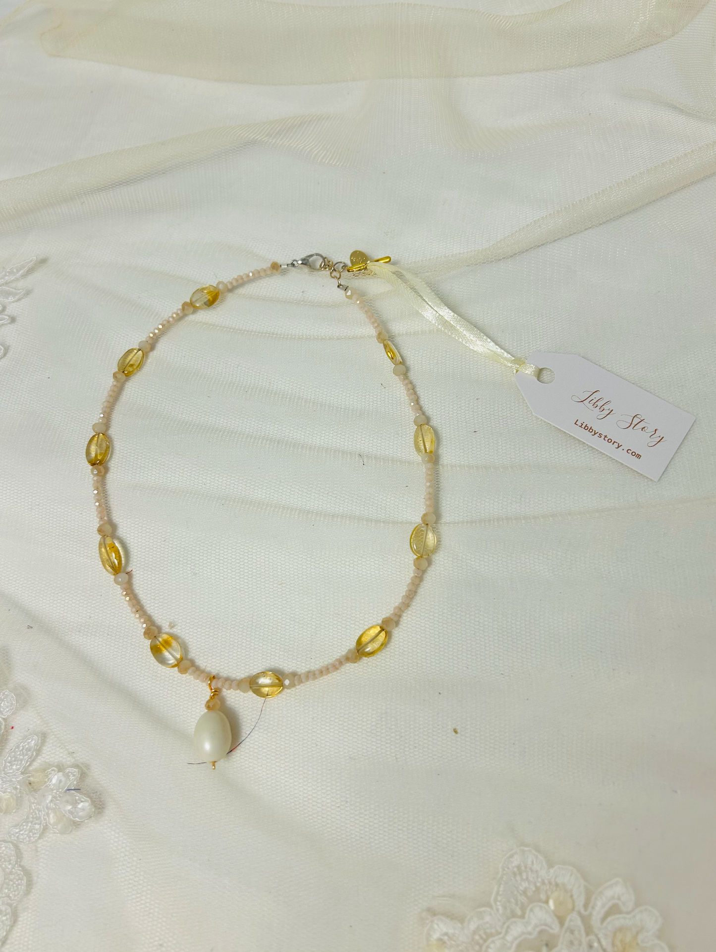 OOAK Semi Precious Stones with Vintage Bead Charm