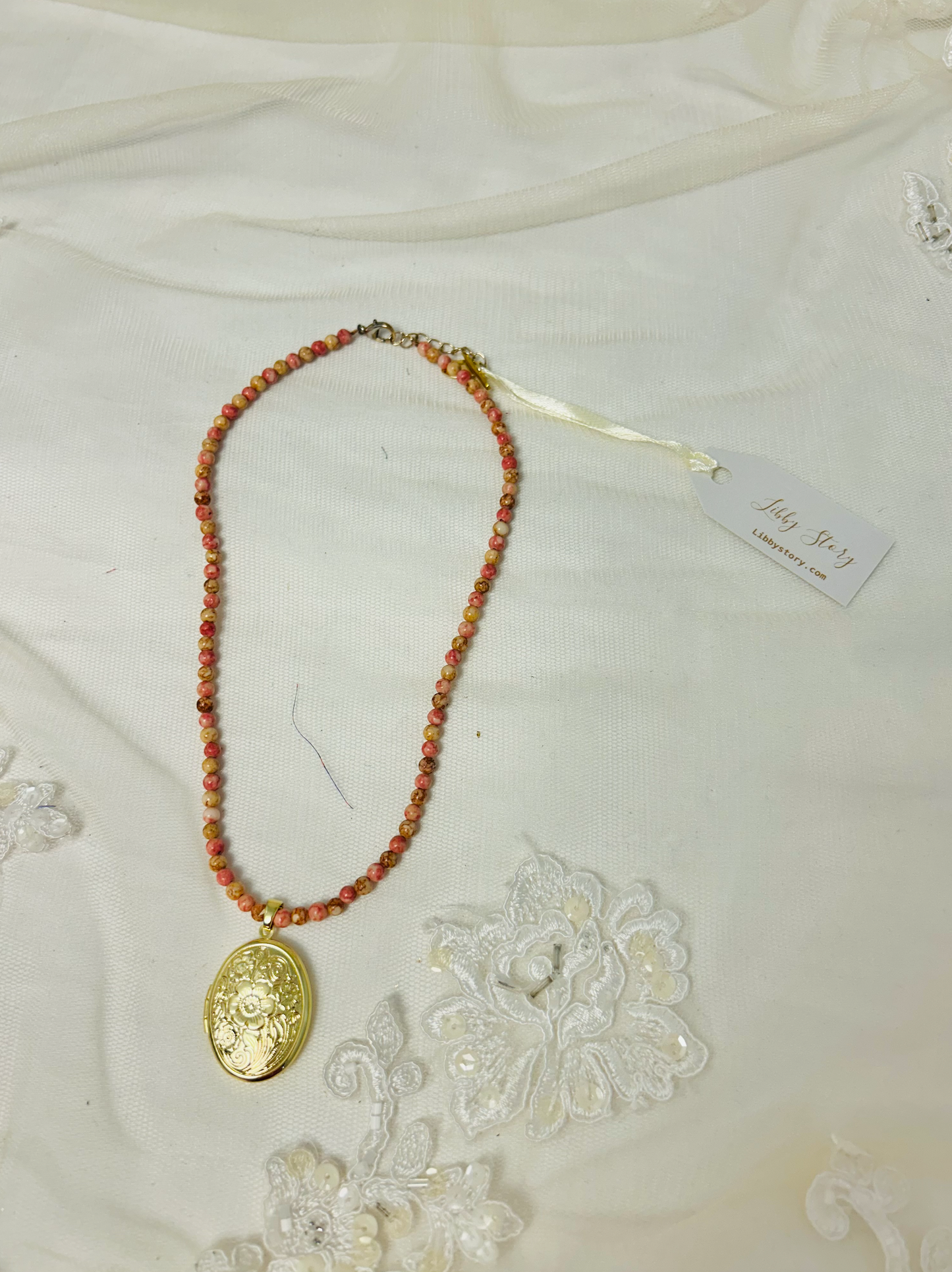 OOAK Vintage Beads with Locket Chain Necklace