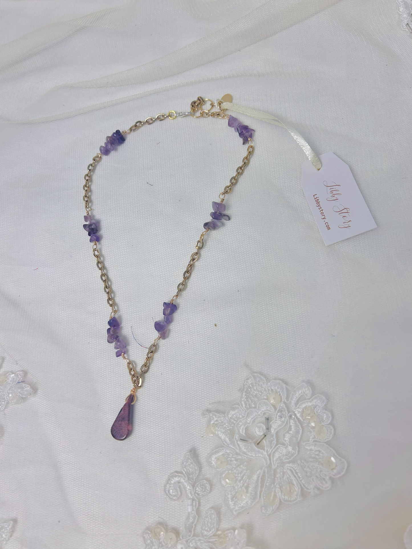 Vintage Chain with Amethyst Stones