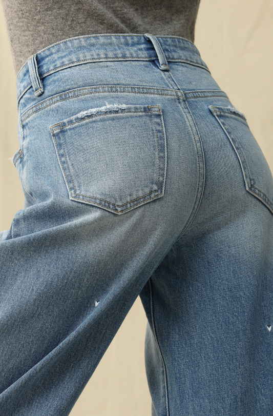 Bayeas Flora Mid Rise Barrel Jeans